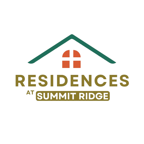 A logo for Residences at Summit Ridge featuring a house shape with a window.